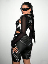 Women'S Star Patterned Mesh Hollow Out Top And Shorts Set